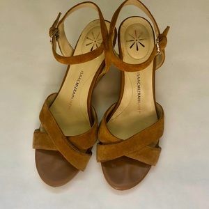 Isaac Mizrahi Tan Suede Wedge Sandals 8M